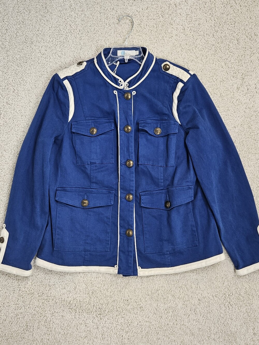 Boden Blue Military Jacket Rosannah Womens 16 Gold Button Stretch Office Career